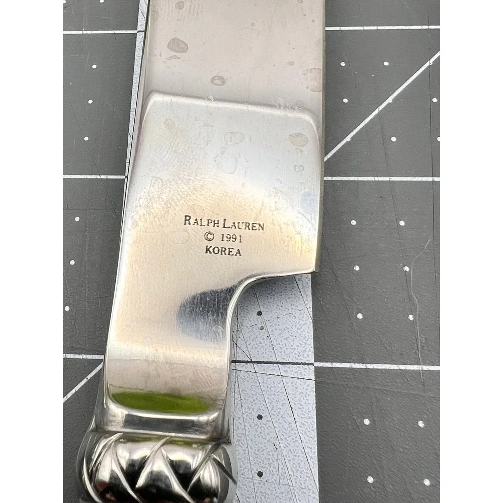 Ralph Lauren Equestrian Braid 2pc Roast Carving Set Silverplate 1991